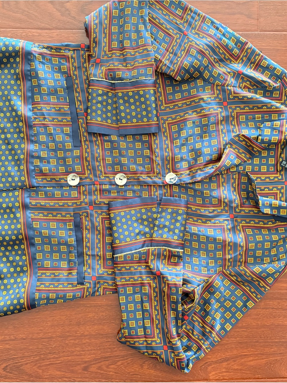 Zara size medium Blue Geometric Print Shirt - Classic Smart-Casual